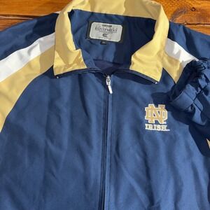 Colosseum Notre Dame Track Jacket Mens XL Blue Gold Full Zip Windbreaker Vented